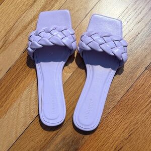 Bamboo Women's Lavender Braided Slide Sandals